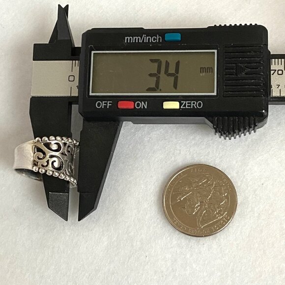 Sterling Silver 925 Curved Pierced Scrollwork 0.5" Wide Band Ring Size 6.5 - Picture 14 of 16